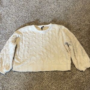 Moon & Madison Cream Fuzzy Detail Crew Sweater Size M